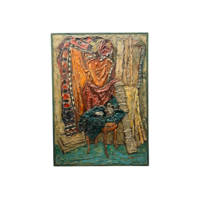 «Красный натюрморт», Георгий Эдуардович Сатель, лепка / темпера / лак, 1980 год