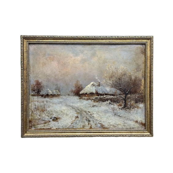«Зимний пейзаж» Маслов А. (конец XIX века), картон/масло
