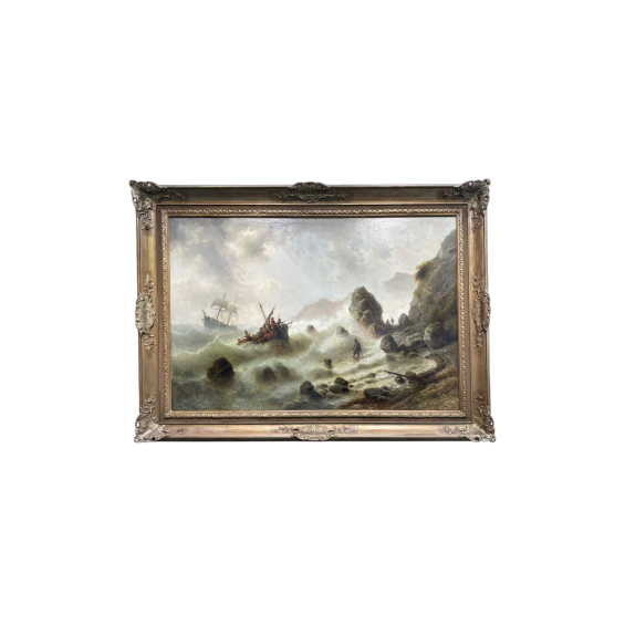 «Спасение рыбаков во время шторма», Альберт Ригер, Холст / Масло, 1870-е годы.