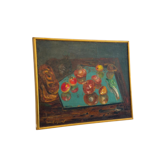 Натюрморт с яблоками, овощами и хлебом, Борис Григорьев (1886 – 1939), холст/масло