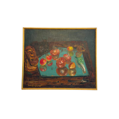 Натюрморт с яблоками, овощами и хлебом, Борис Григорьев (1886 – 1939), холст/масло