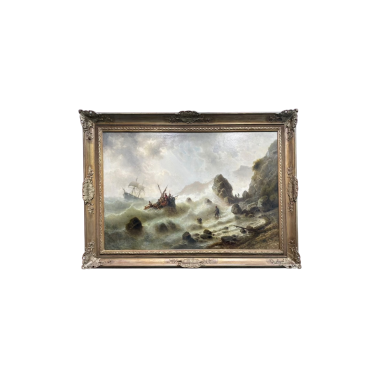 «Спасение рыбаков во время шторма», Альберт Ригер, Холст / Масло, 1870-е годы.