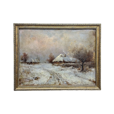 «Зимний пейзаж» Маслов А. (конец XIX века), картон/масло