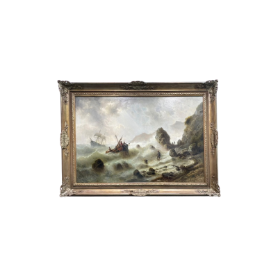 «Спасение рыбаков во время шторма», Альберт Ригер, Холст / Масло, 1870-е годы.