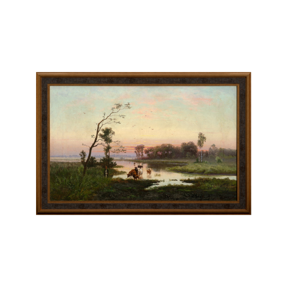 «Коровы на водопое», Витвицкий, Холст / Масло