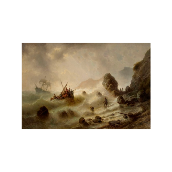«Спасение рыбаков во время шторма», Альберт Ригер, Холст / Масло, 1870-е годы.